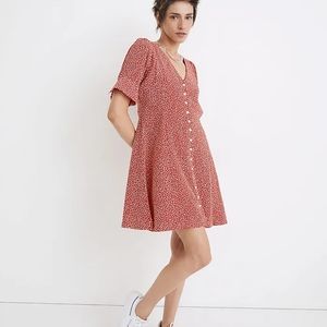 Madewell Silk Button Front Mini Dress in Park Picnic
